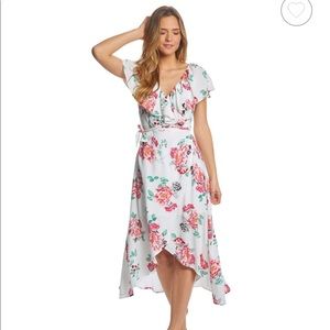 MinkPink Pretty Petals Wrap Front Dress